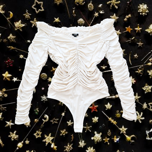 Bodysuit beige drappeado