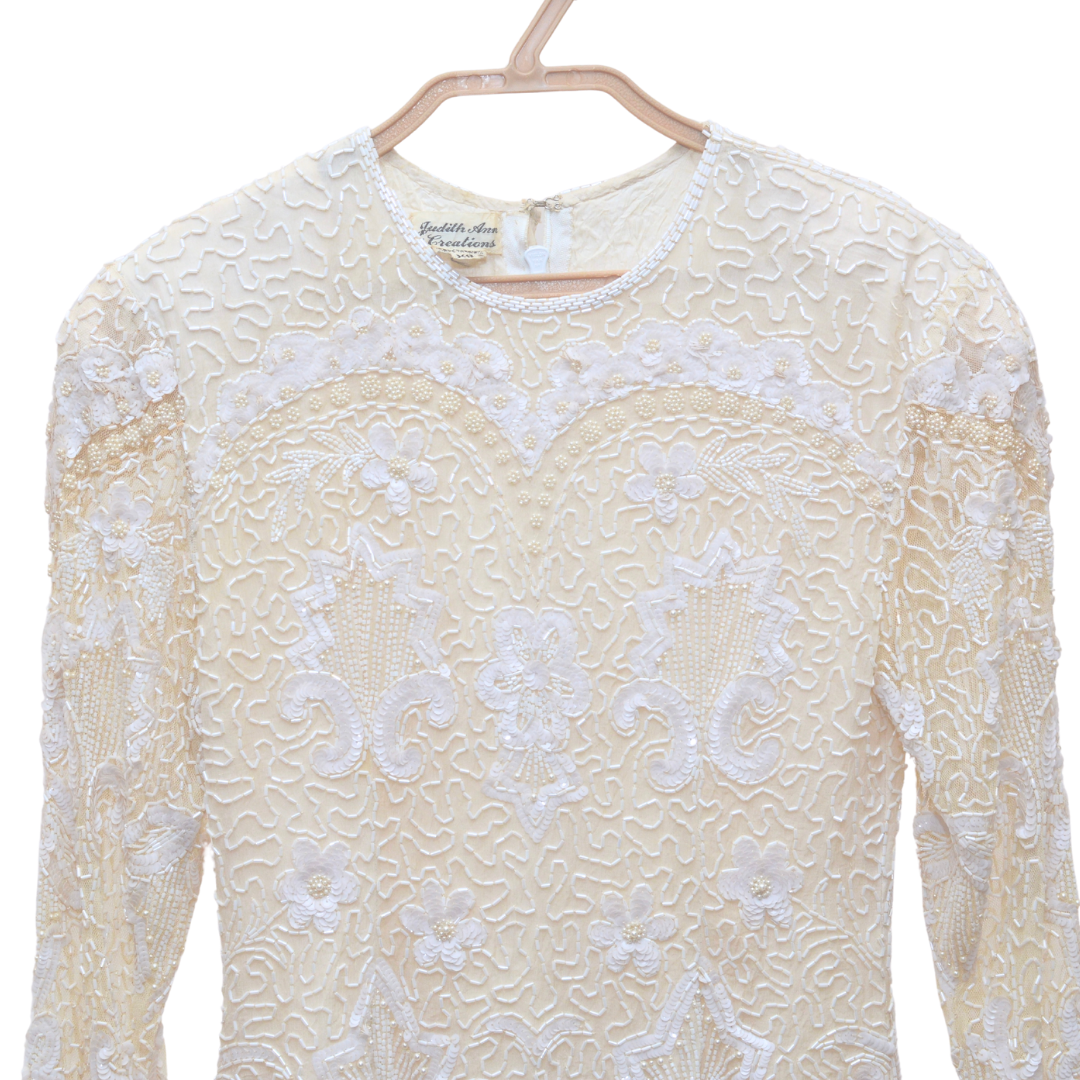 Blusa art deco vintage de seda y aplicaciones