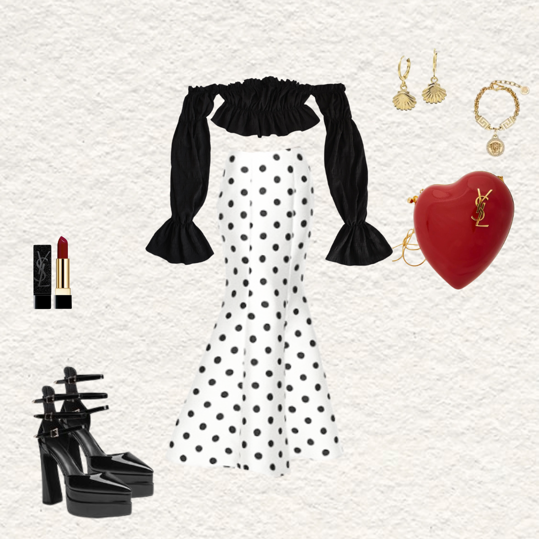 Falda blanca polka dots