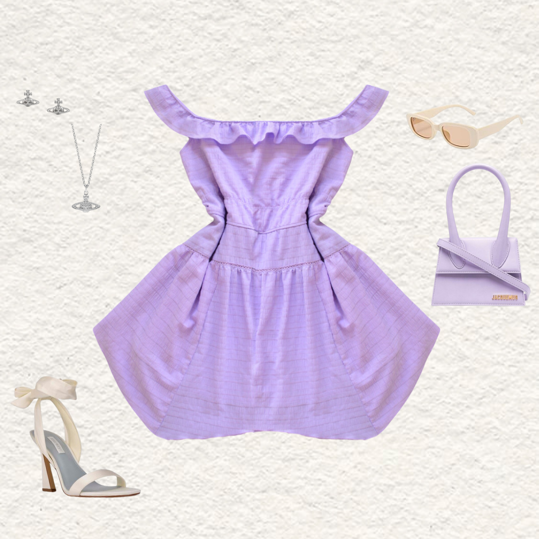 Vestido morado claro con holanes