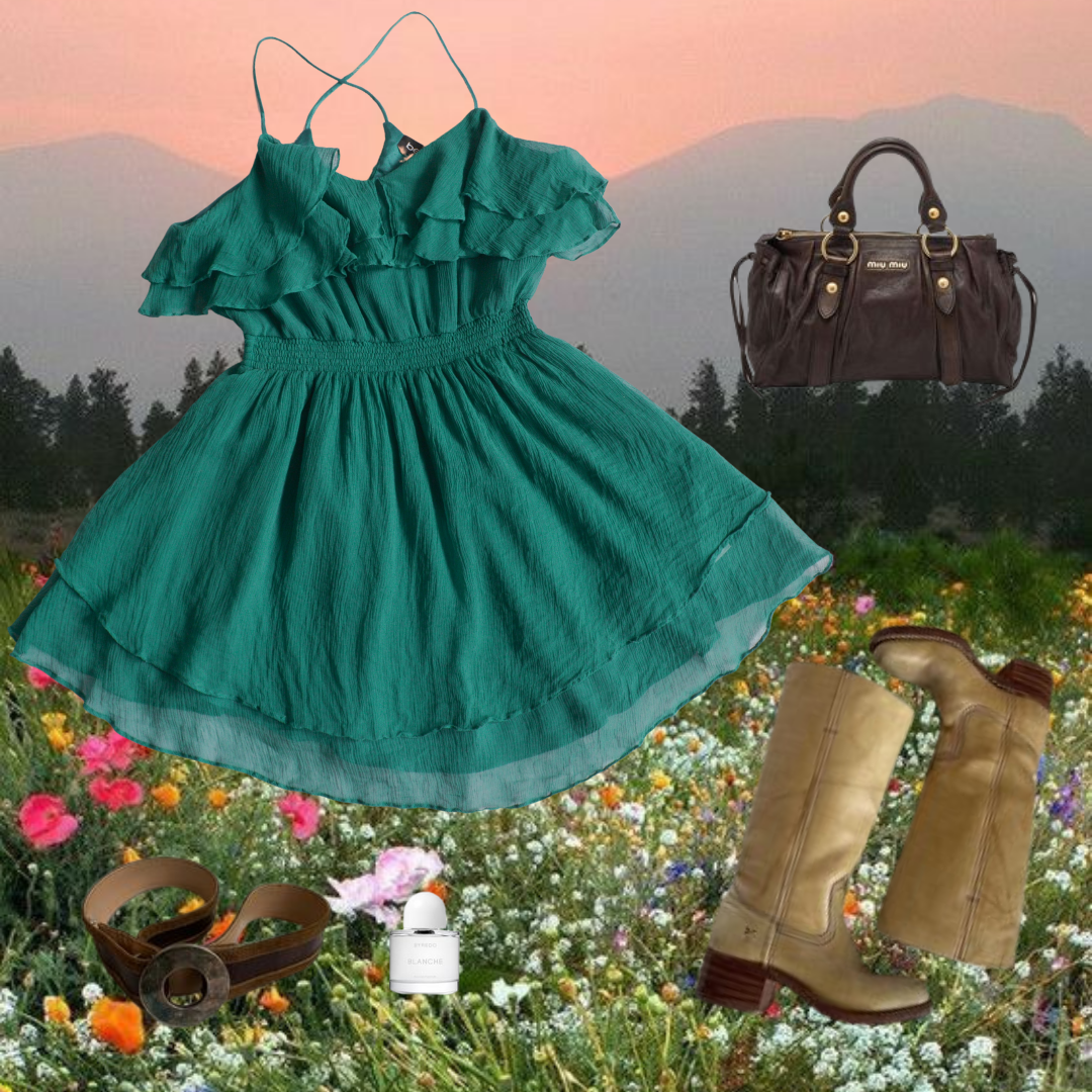 Vestido de seda verde