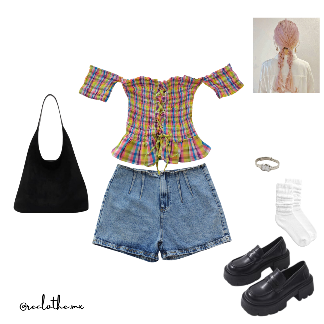 Blusa de cuadros corset fruncida