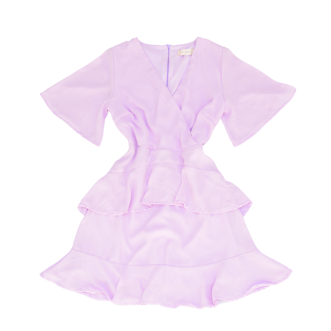 Vestido lila con olanes