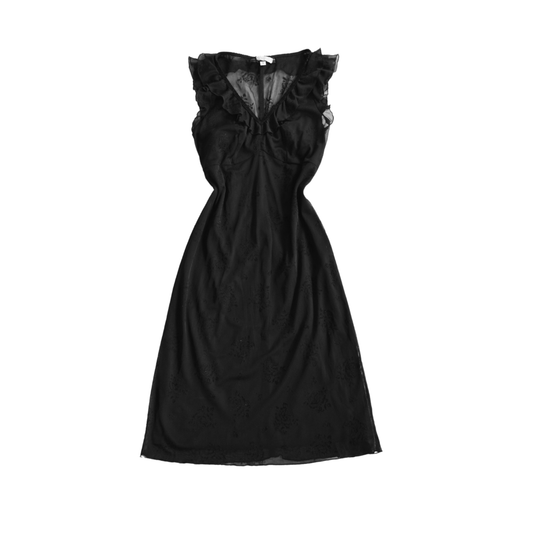 Vestido negro de gasa con terciopelo floral