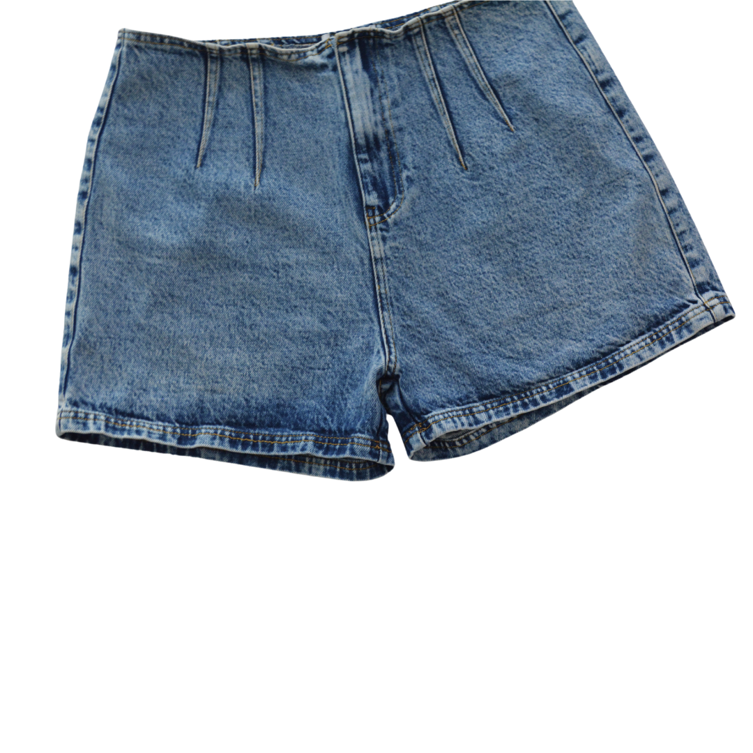 Short denim tiro alto