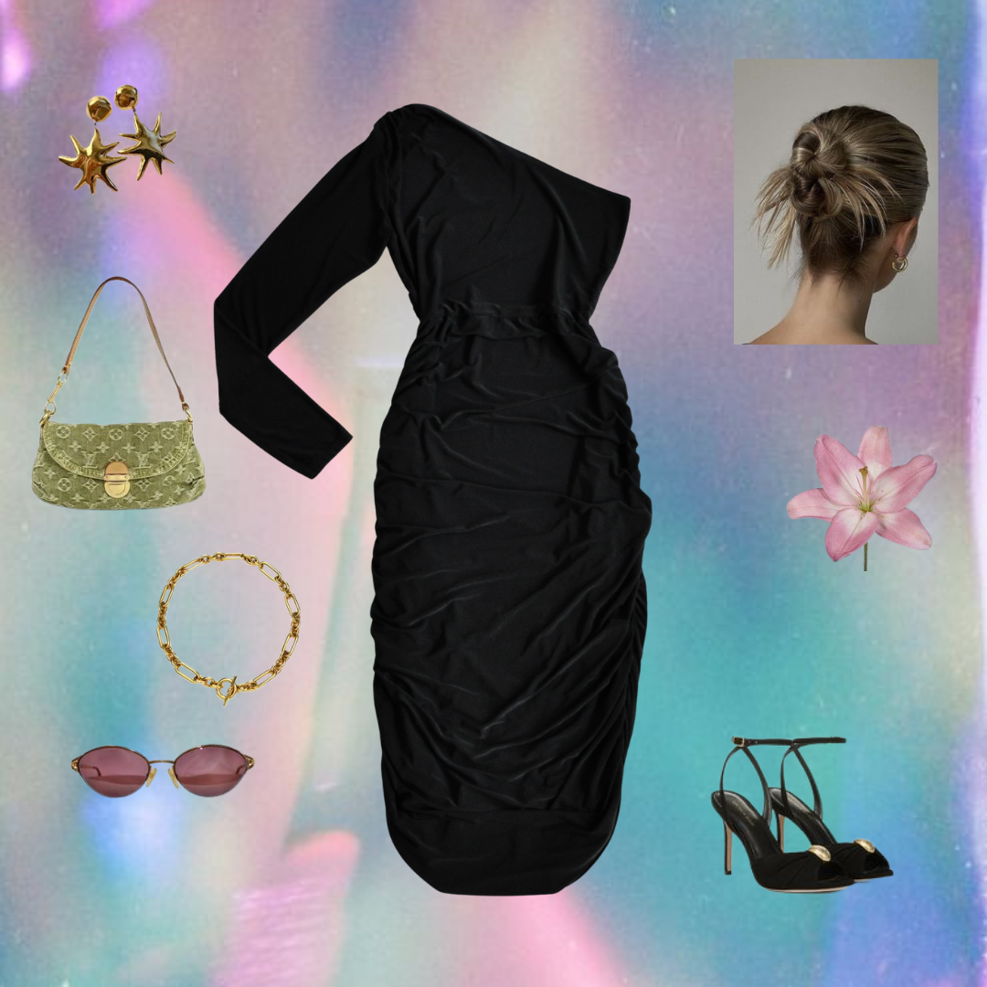 Vestido negro one shoulder