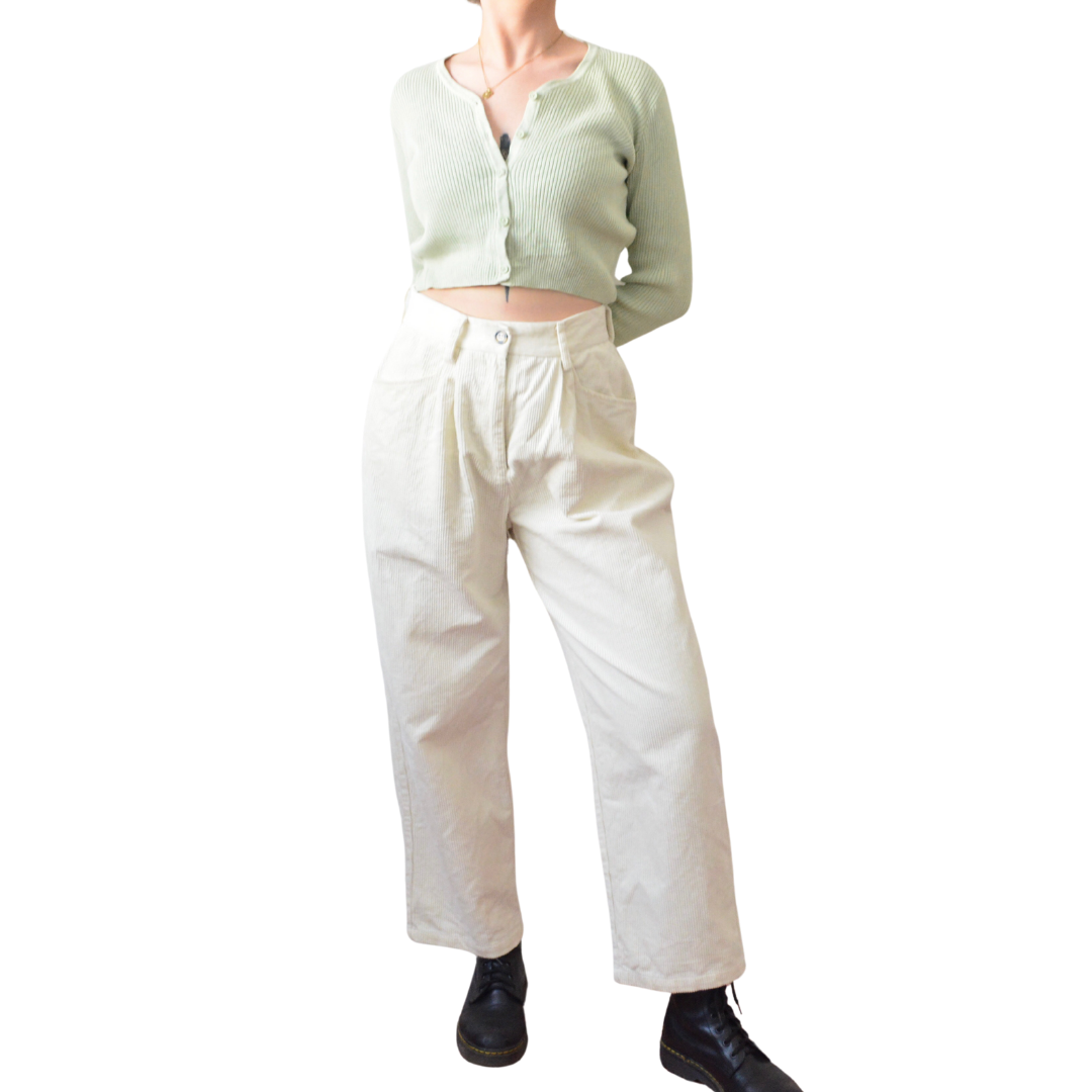 Pantalón baggy beige pana