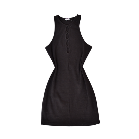 Vestido negro con aberturas ovaladas