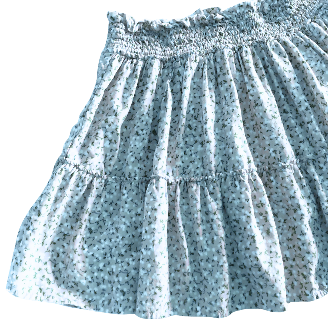 Falda azul cielo floral