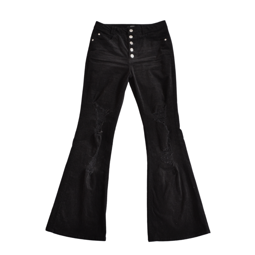 Pantalón negro flared tiro alto