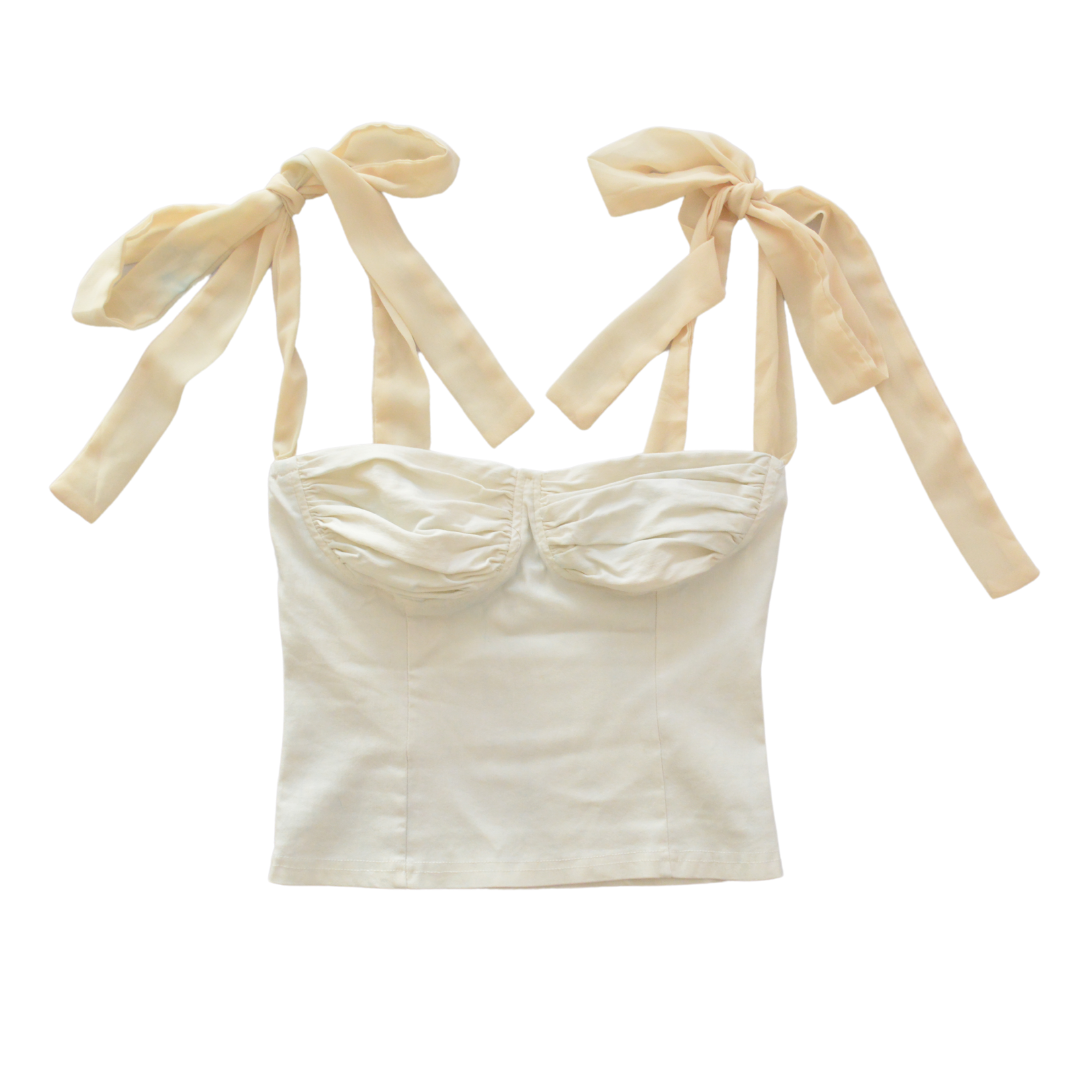 Top beige bustier y listones