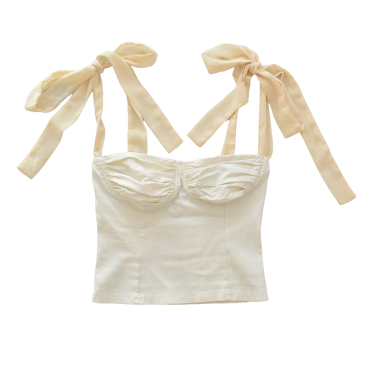 Top beige bustier y listones
