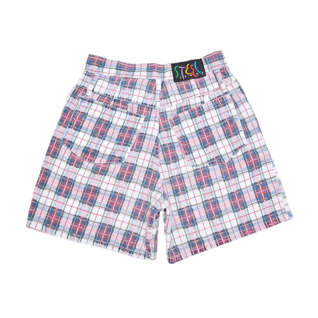 Momshort Steel Jeans Plaid 80s
