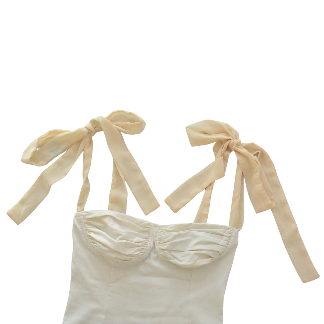 Top beige bustier y listones