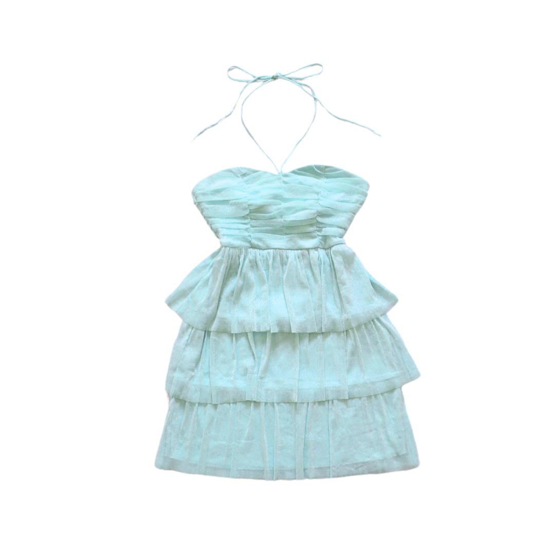 Vestido azul aqua de glitter