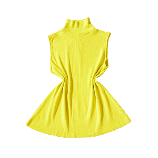 Vestido amarillo knit cuello alto