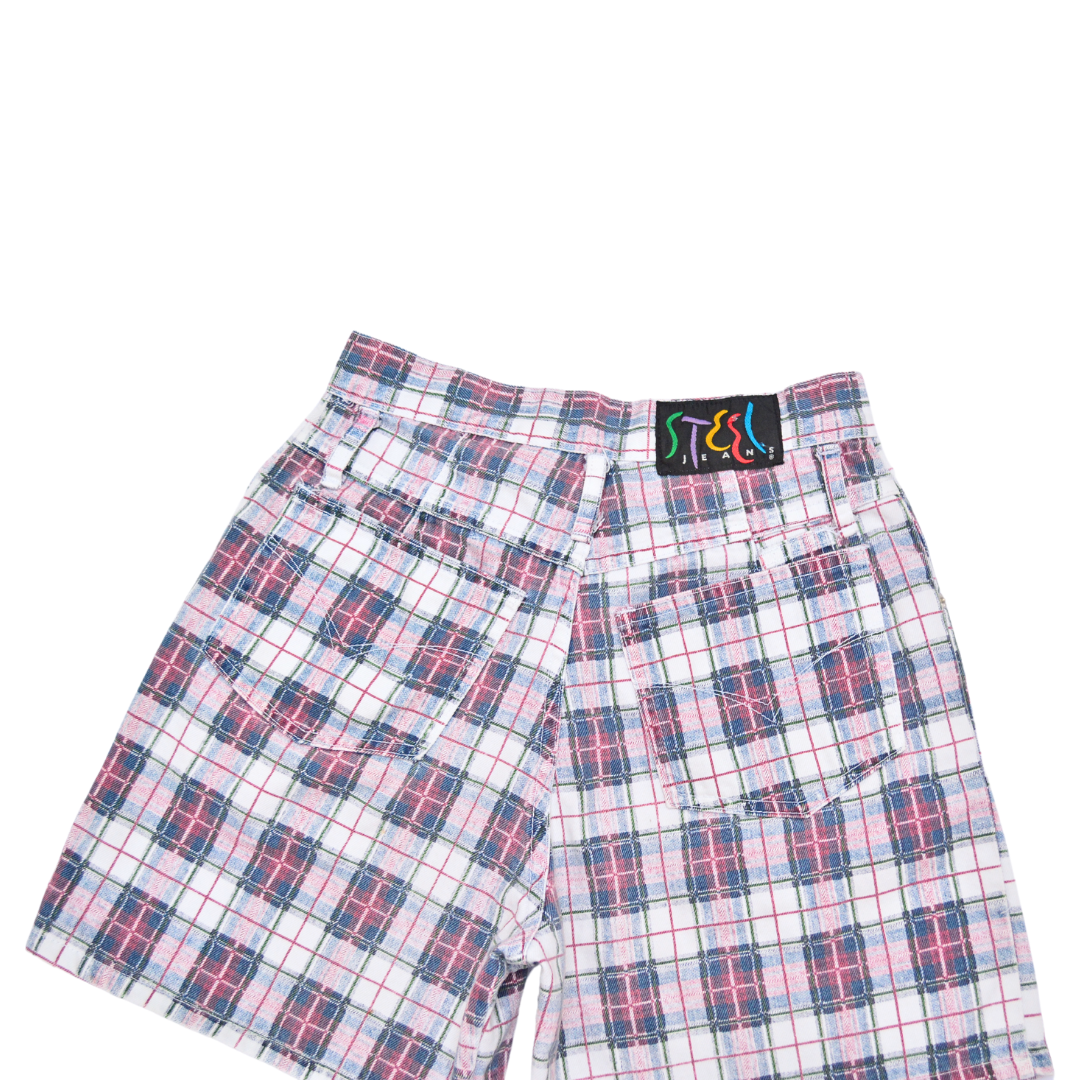 Momshort Steel Jeans Plaid 80s