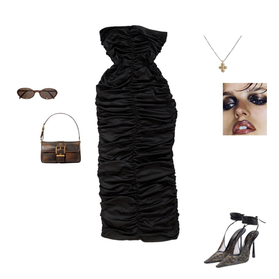 Vestido negro drappeado
