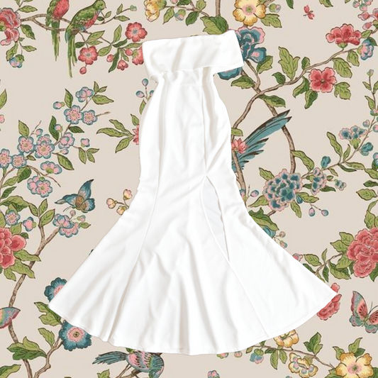Vestido perla largo con abertura