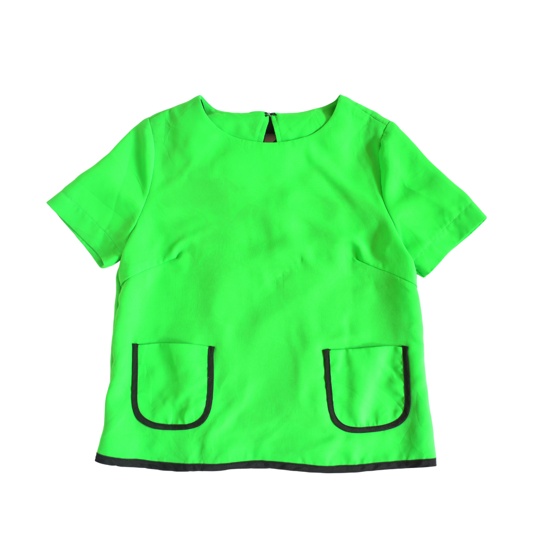 Blusa verde de seda y moño