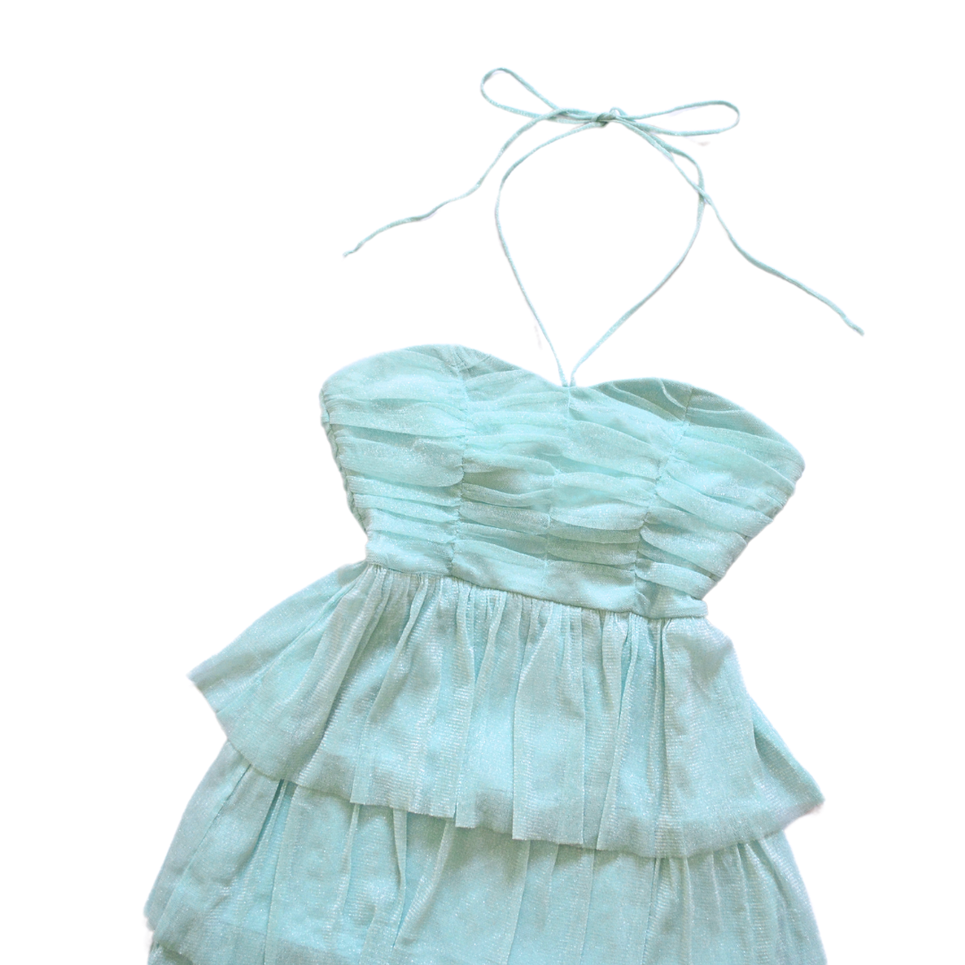 Vestido azul aqua de glitter