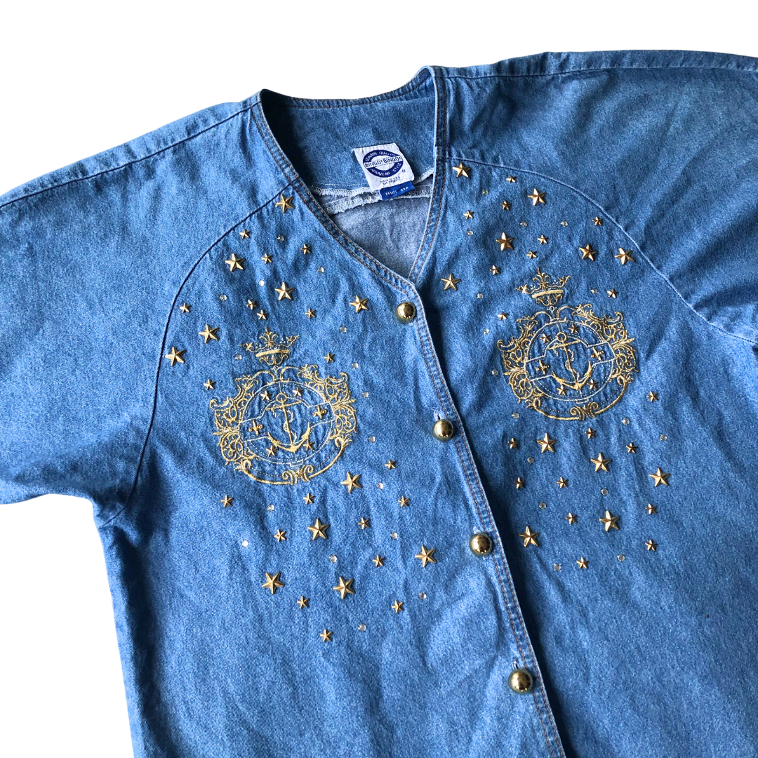 Camisa denim vintage 90s estoperoles