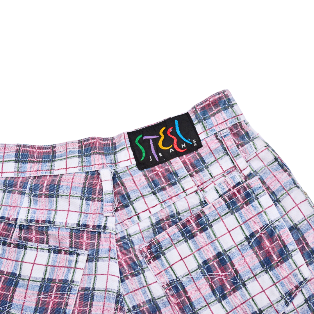 Momshort Steel Jeans Plaid 80s