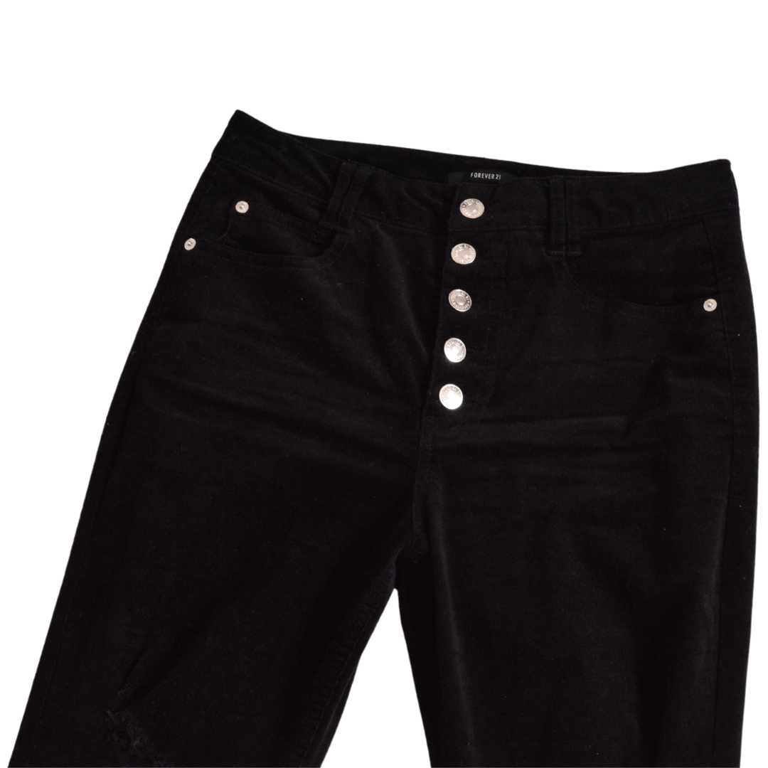 Pantalón negro flared tiro alto