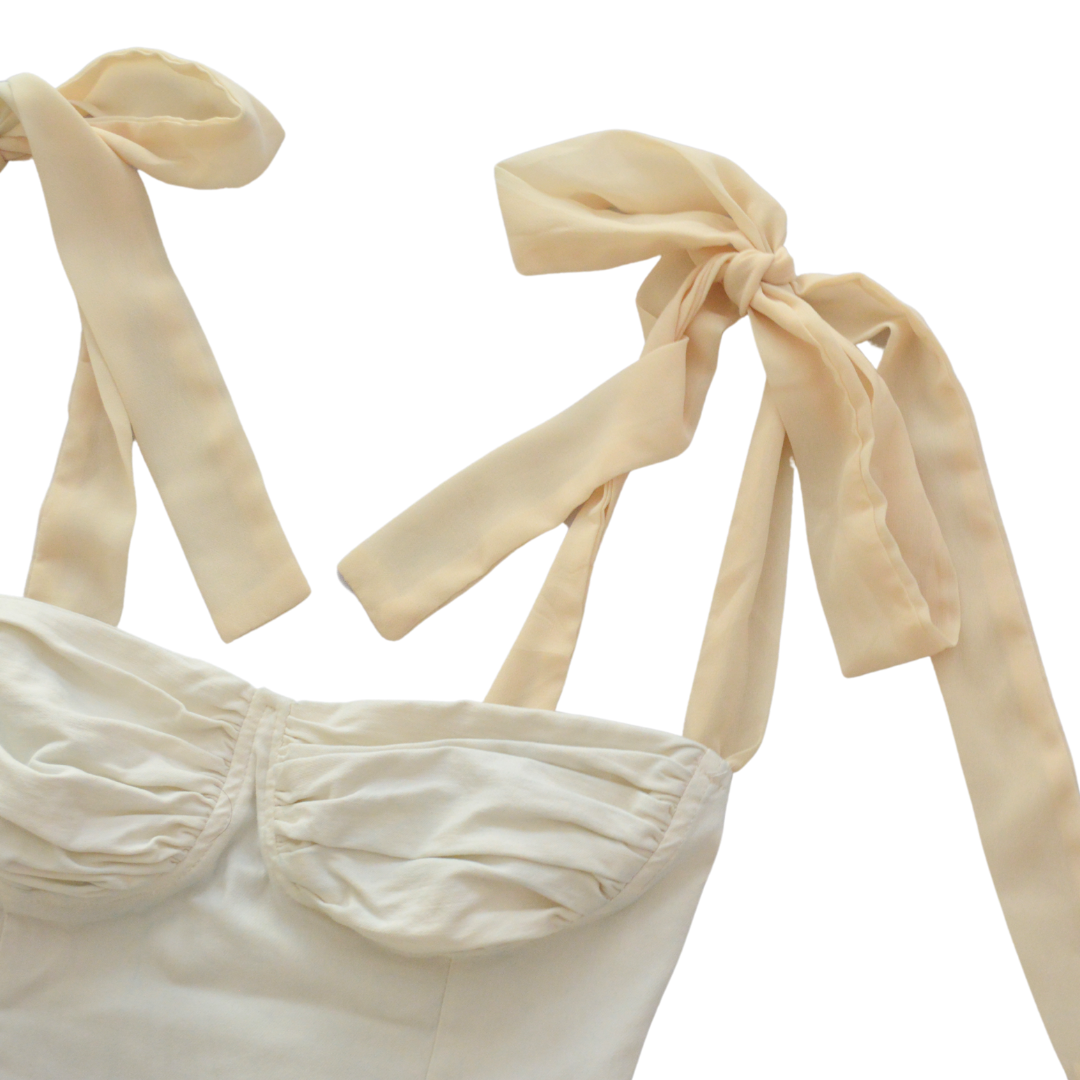 Top beige bustier y listones