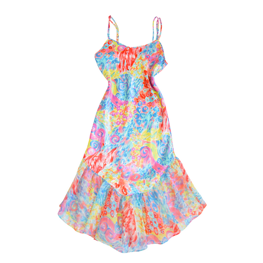 Vestido satinado con pinceladas