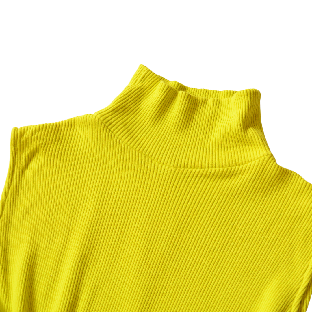 Vestido amarillo knit cuello alto