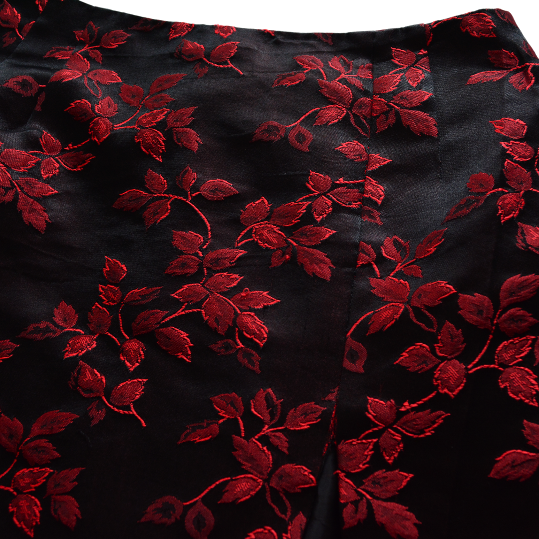 Falda brocado floral roja