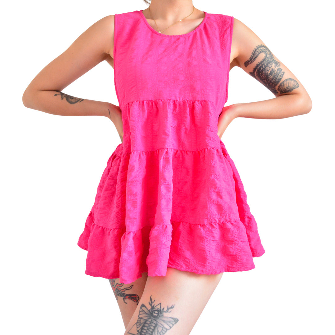 Vestido rosa popelina