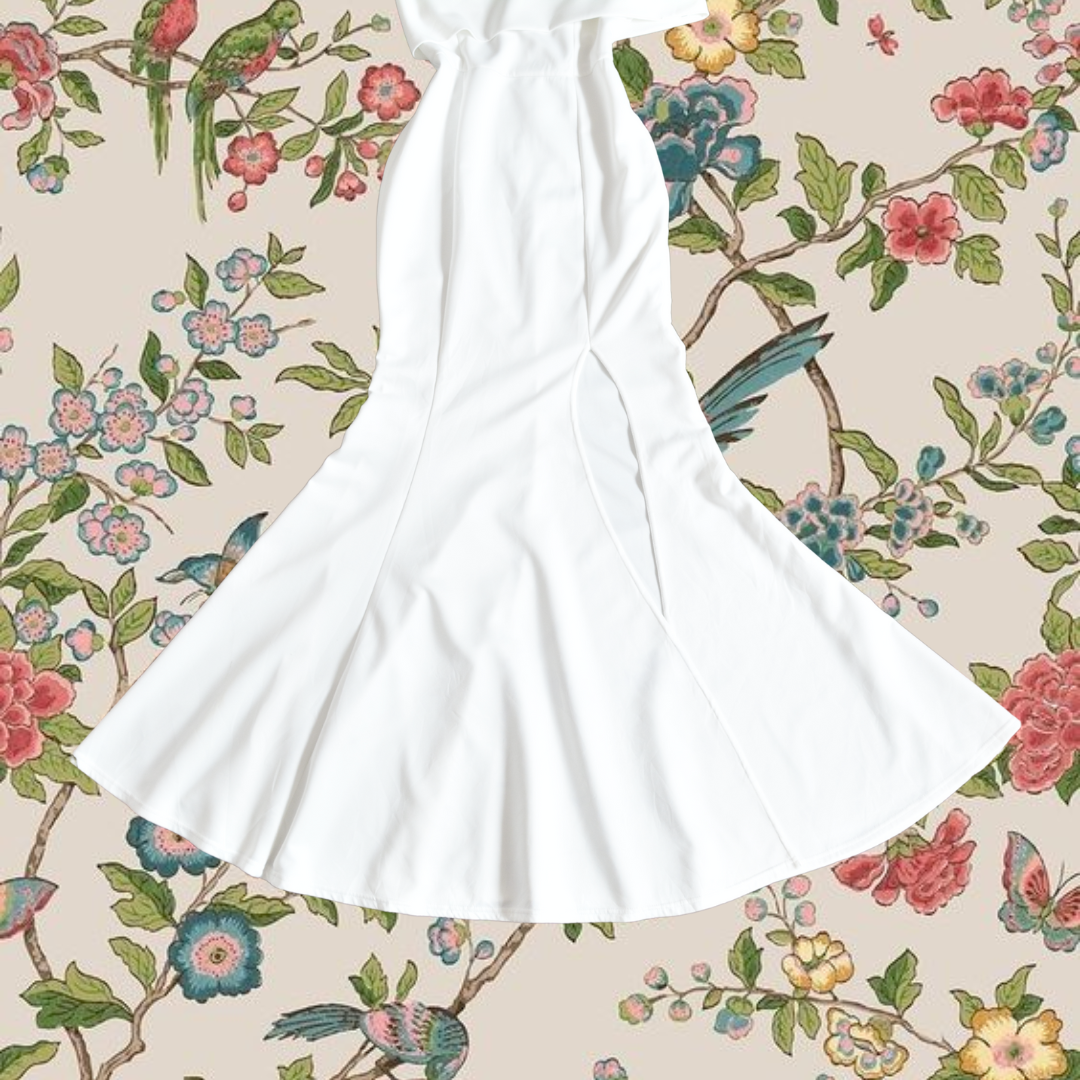Vestido perla largo con abertura