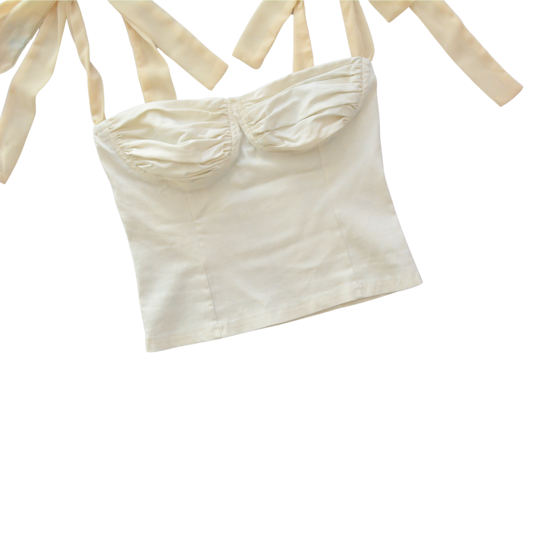 Top beige bustier y listones
