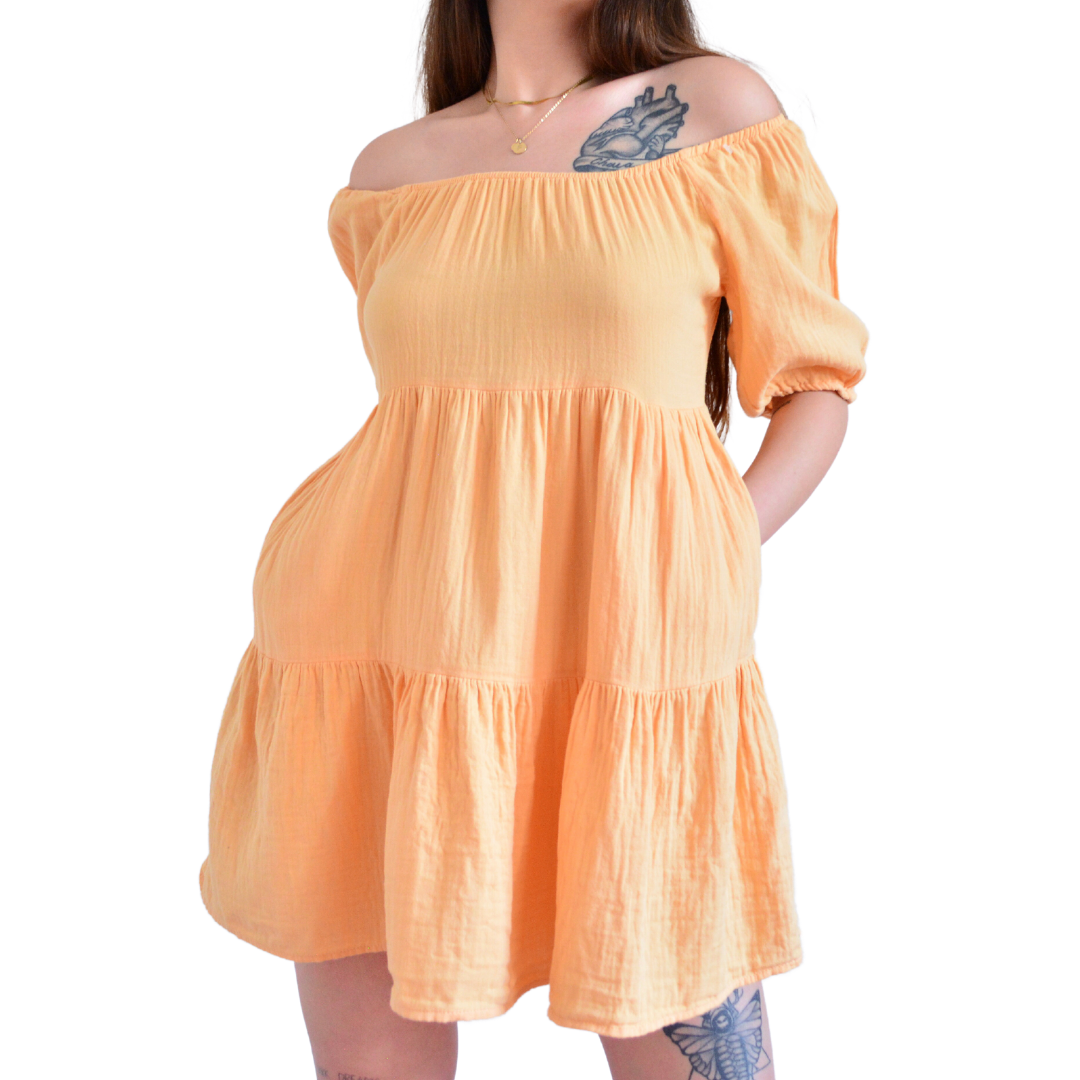 Vestido melón popelina