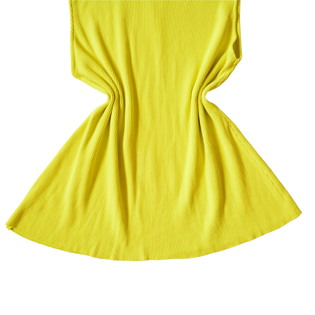 Vestido amarillo knit cuello alto