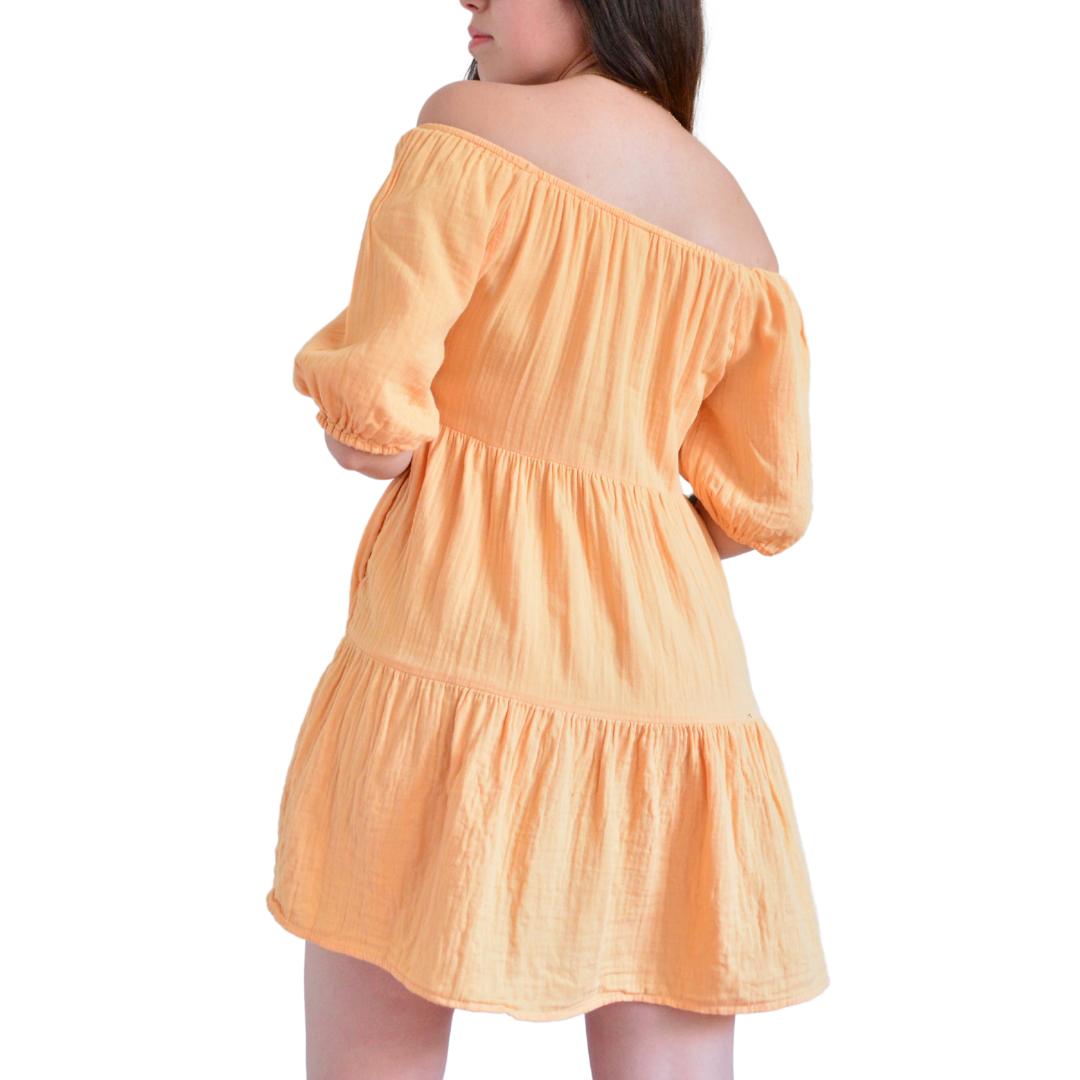 Vestido melón popelina