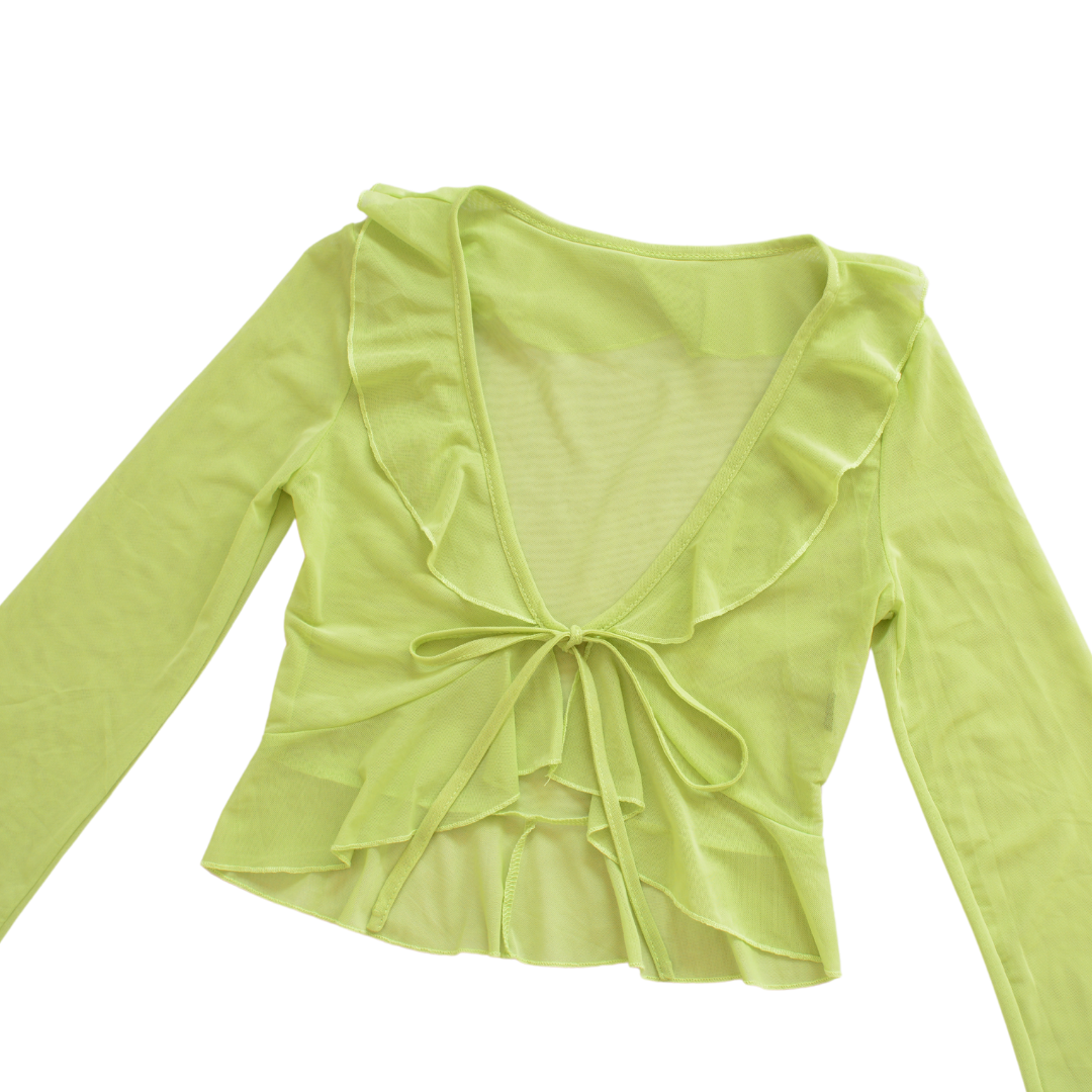 Blusa verde limón mesh con listón
