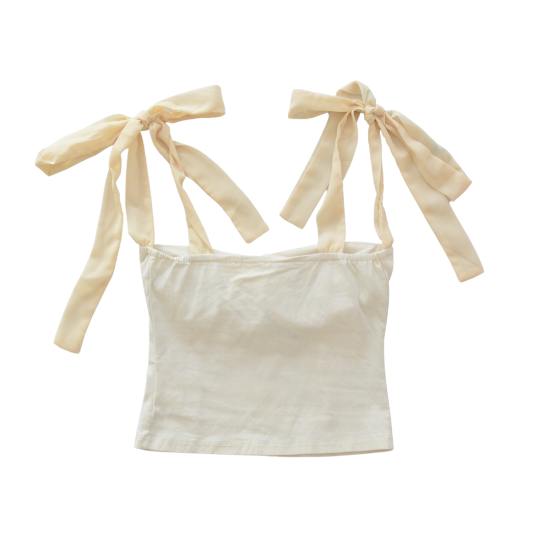 Top beige bustier y listones