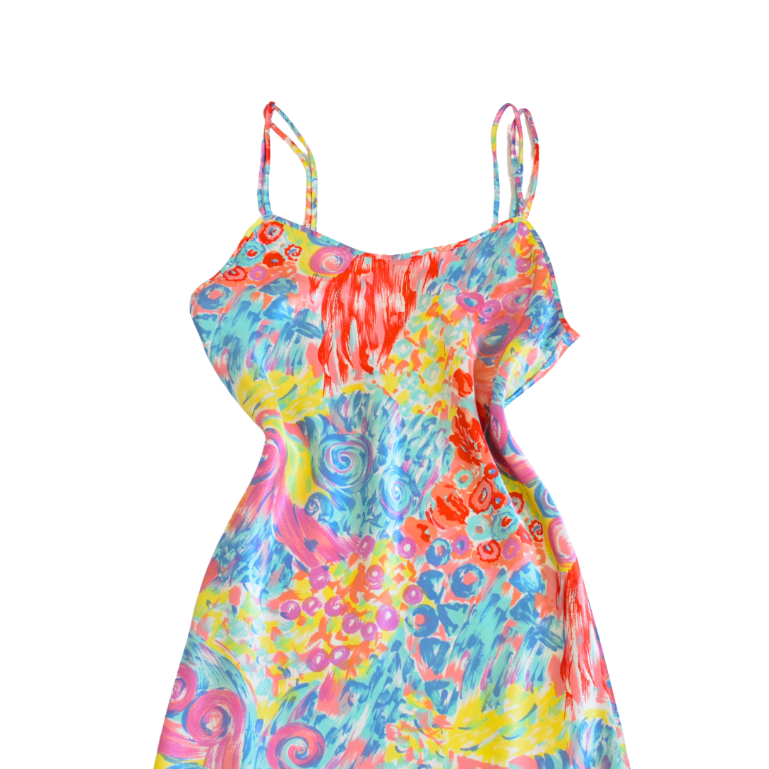 Vestido satinado con pinceladas
