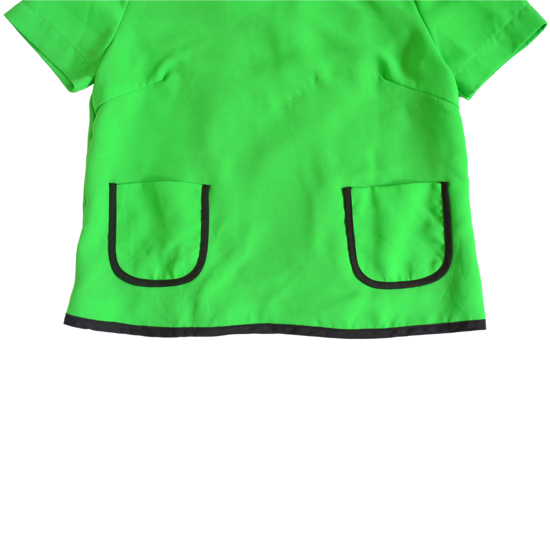 Blusa verde de seda y moño
