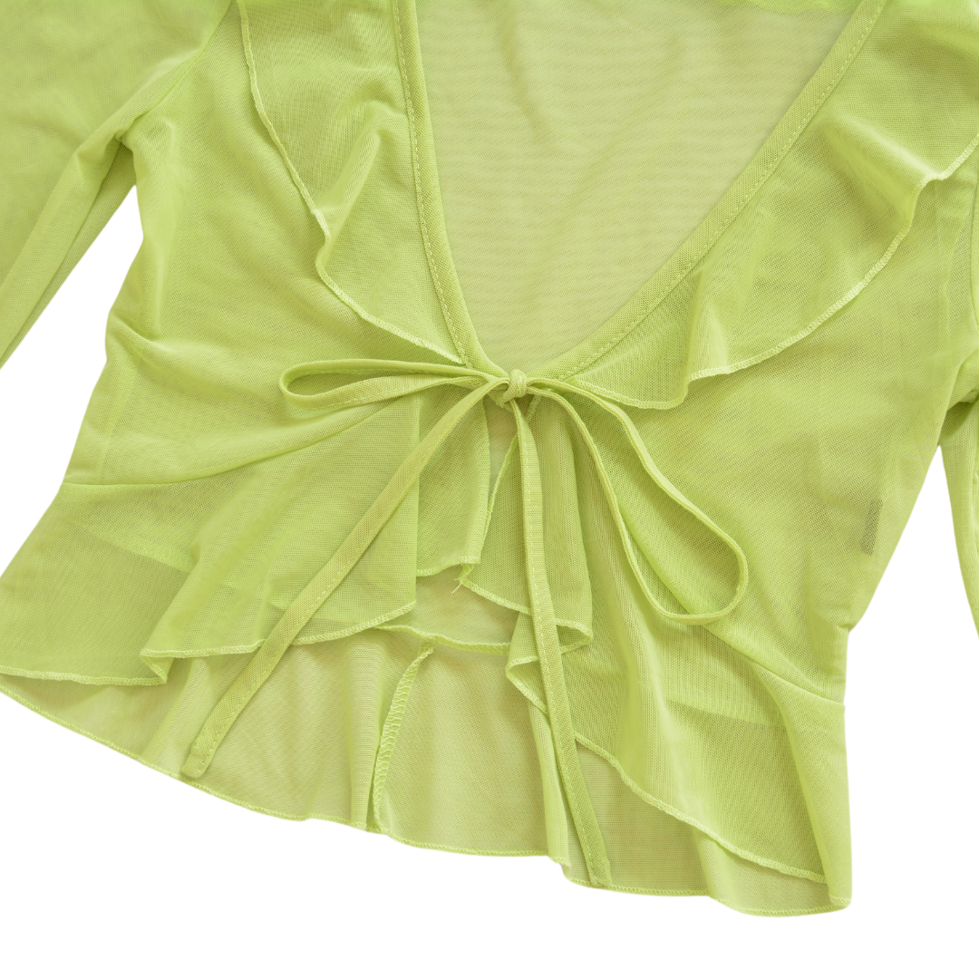 Blusa verde limón mesh con listón