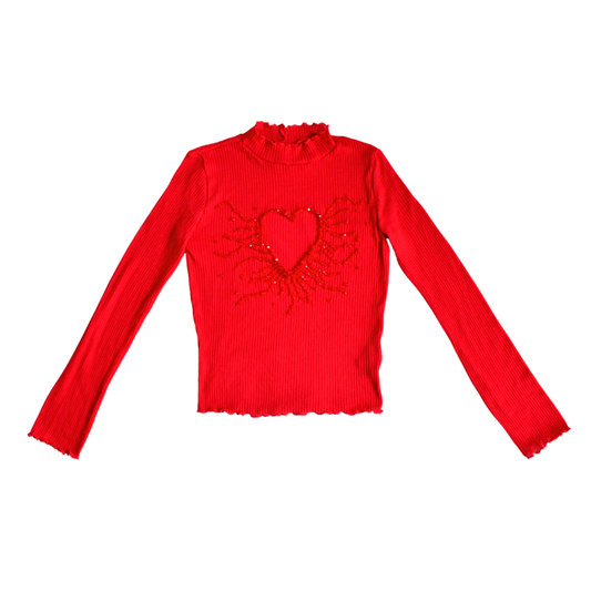 Blusa roja missing heart upclycling