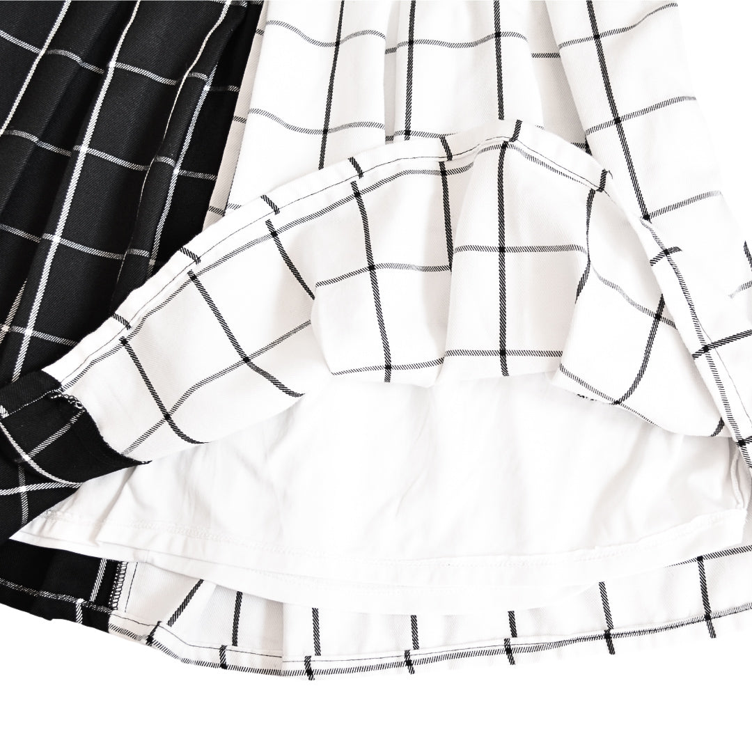 Falda plaid bicolor B&W con bolsas