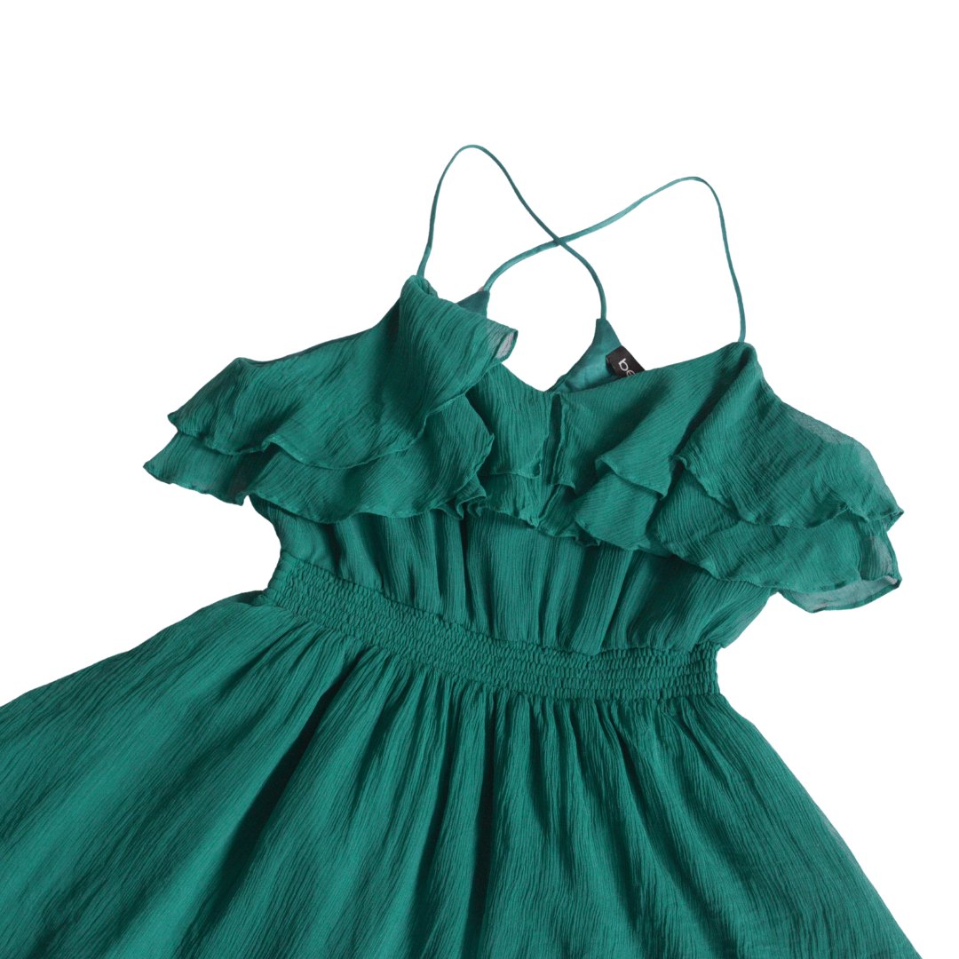 Vestido de seda verde