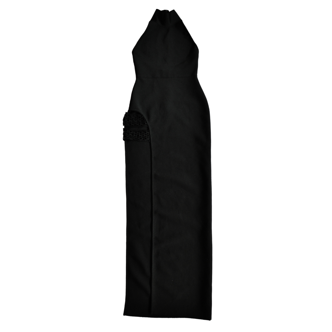 Vestido largo negro con abertura