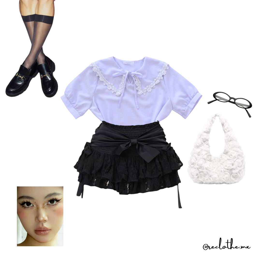 Blusa lila con cuellito bordado