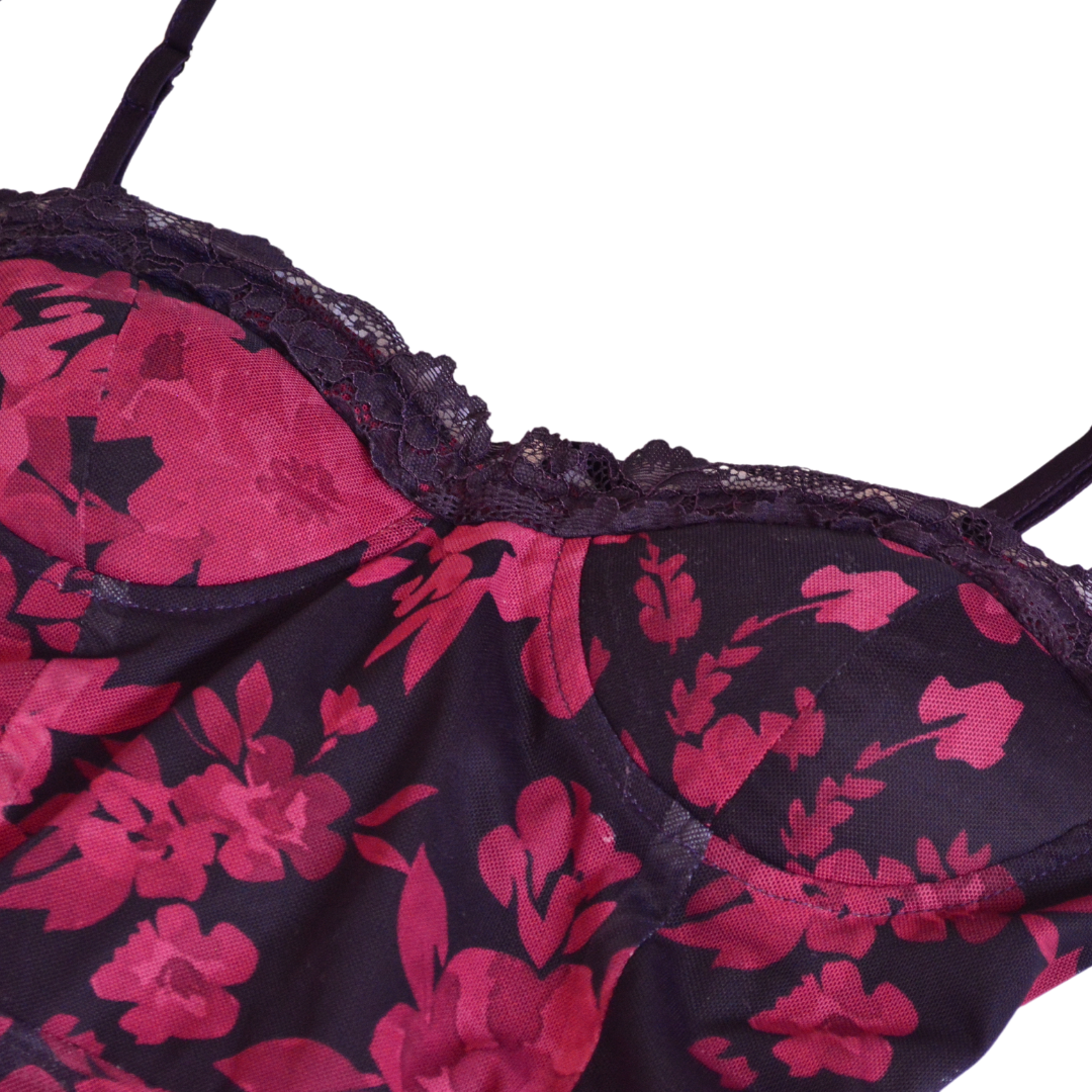Vestido largo floral mesh