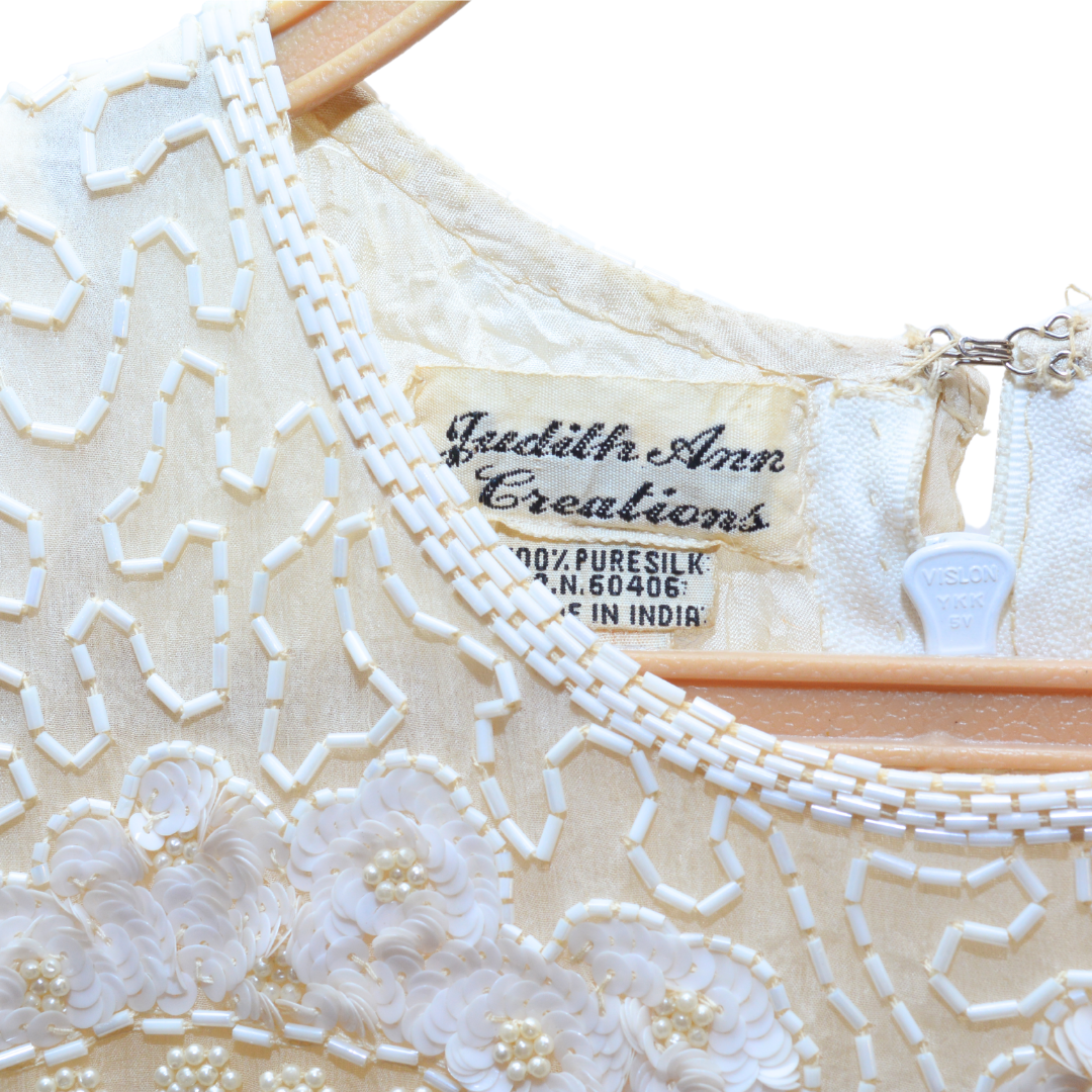 Blusa art deco vintage de seda y aplicaciones